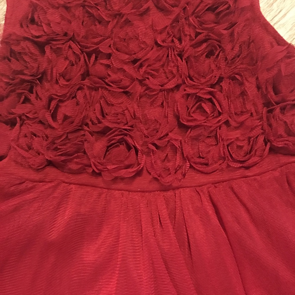 Next Direct Girls rosette Christmas Red Dress. - Picture 3 of 4